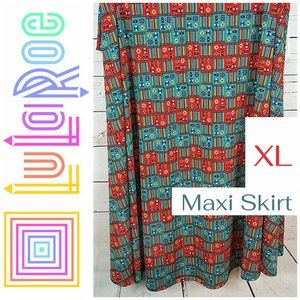 LuLaRoe | XL Maxi Skirt Red Blue Geo Print NEW